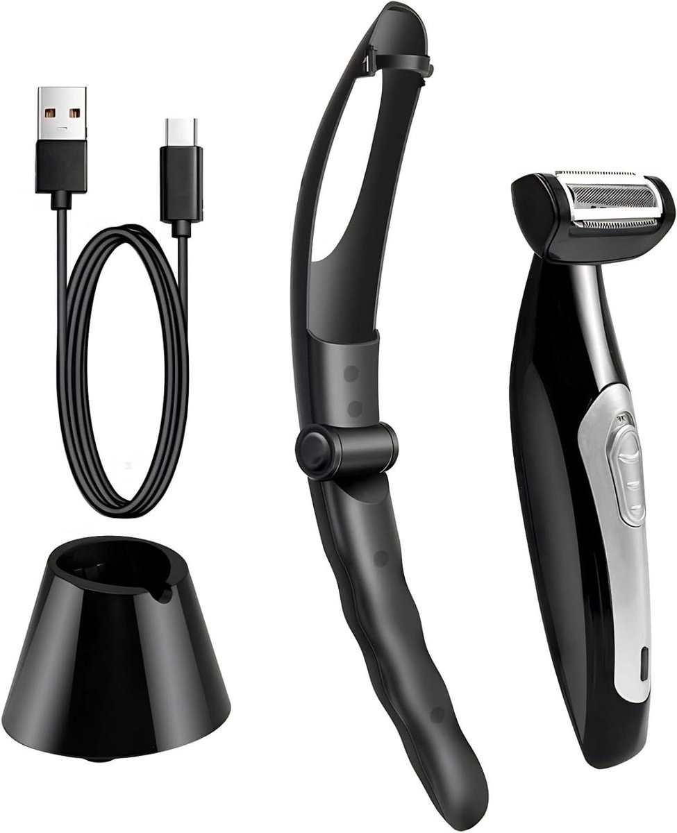 Elektrische Lichaams trimmer - Grooming tool - Persoonlijke verzorging - Afneembare lange handgreep - 19 cm host - Zwart