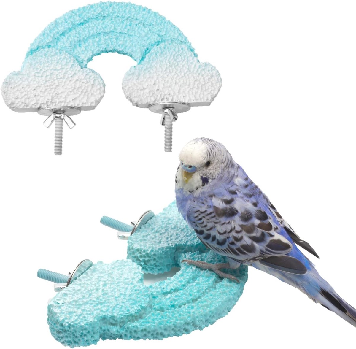 Krabstok voor Papegaaien - Vogelkooi Platform Speelgoed - Kleine Papegaaienstandaard - Set van 2 Lavasteen Zitplatformen 8.5 x 9 x 1.7 cm – Snavel- en Klauwslijper voor Grasparkieten, Valkparkieten en Kleine Papegaaien