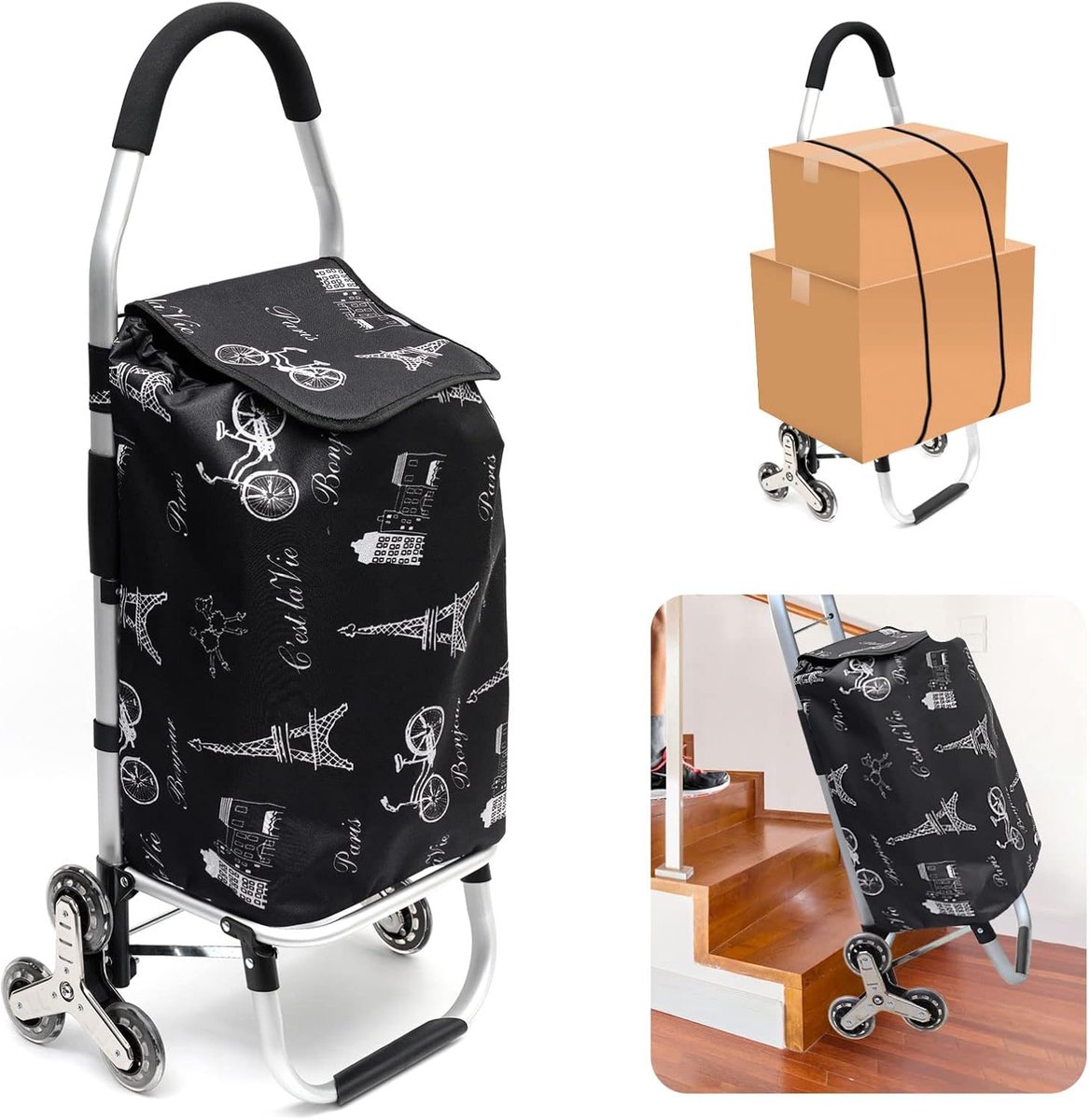 Winkelwagen met stevig aluminium frame en afneembare waterdichte canvas tas – de ideale metgezel voor comfortabel en praktisch winkelen