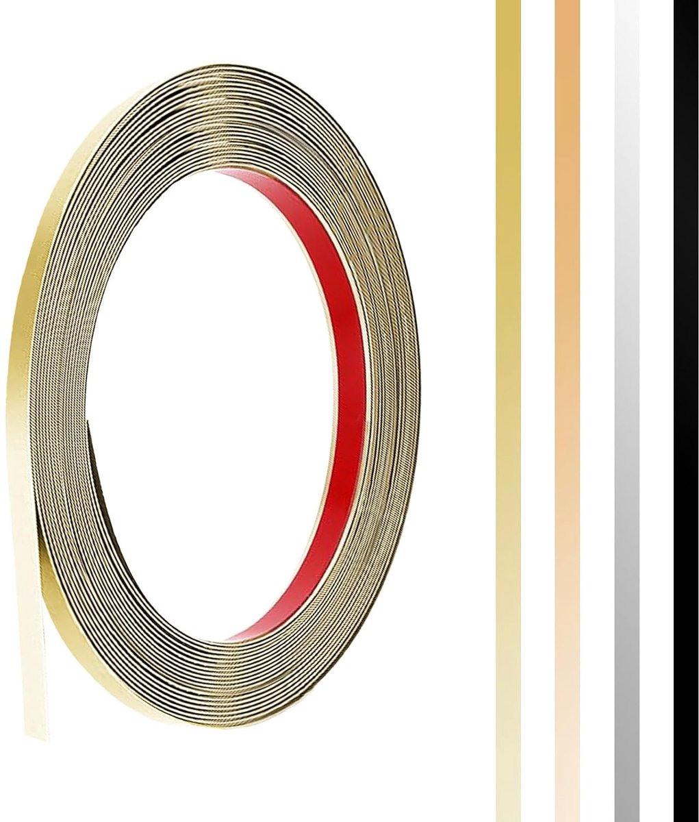 Metalen band, zelfklevend, metalen strips, sierlijsten, zelfklevend, roestvrijstalen plaat, wandlijsten, schillen en plakken, metalen lijst voor muur, open haard, spiegelframe, plafond, goud