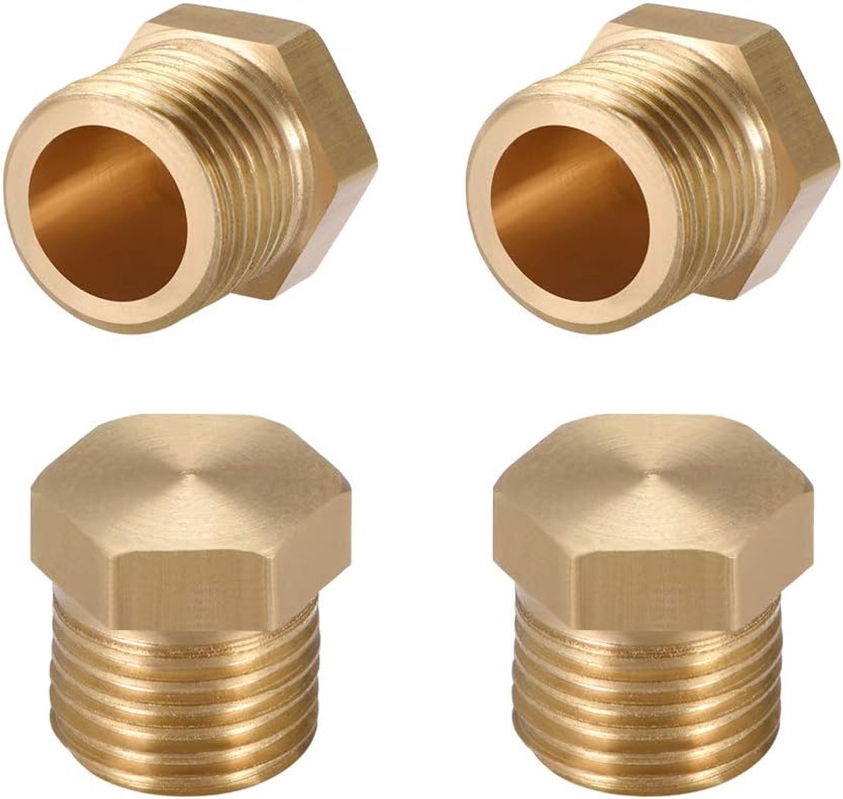 sourcing map messing buisfitting ontpitter zeskantstekker 1/8" G buitendraadkoppeling 1/8" G 4pcs