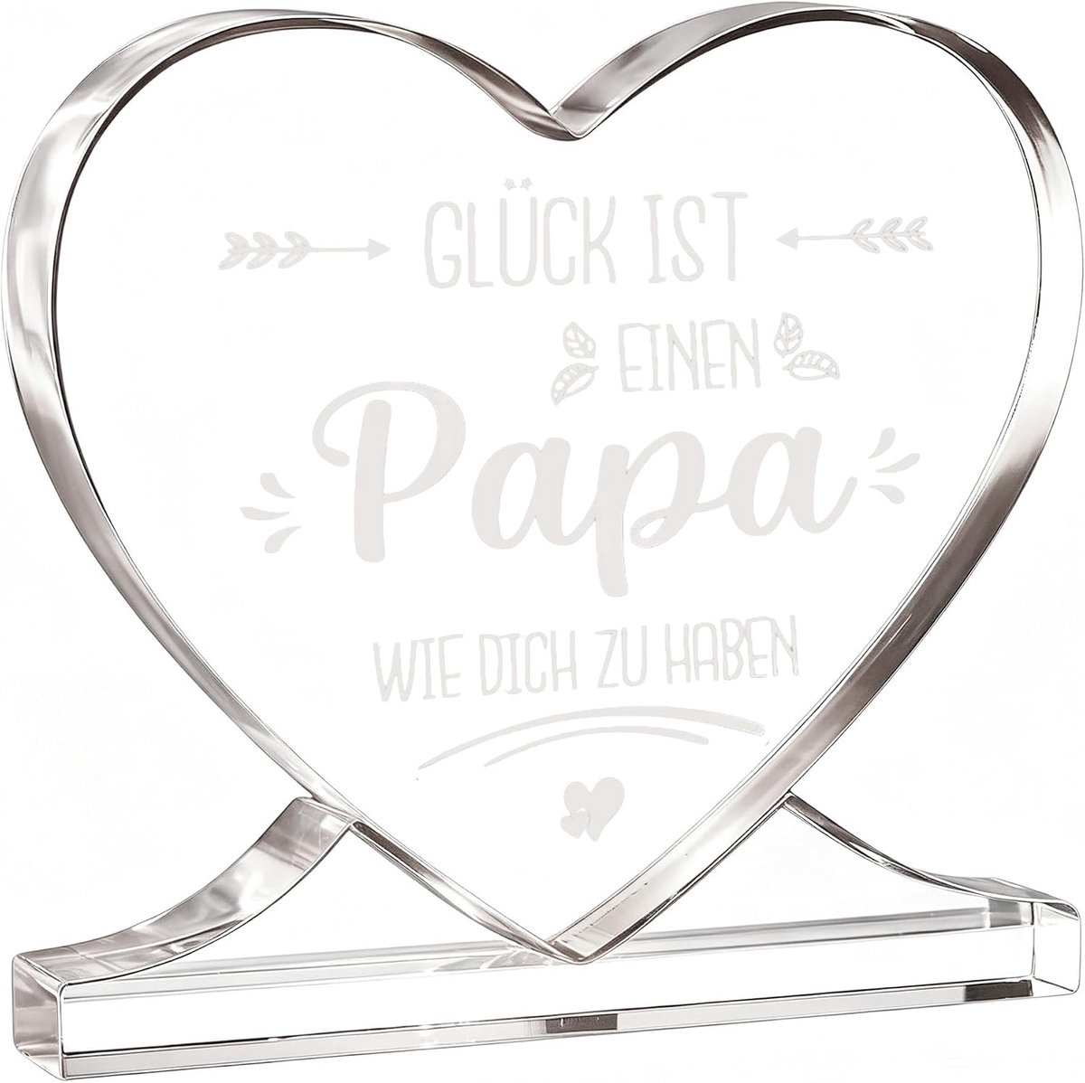 Bedankcadeau voor mannen, acryl hart op voet als verjaardagscadeau voor papa, perfect afscheidscadeau om dankjewel te zeggen, hoogwaardige tafeldecoratie van 10 x 10 cm met een voet van 1,5 cm dik