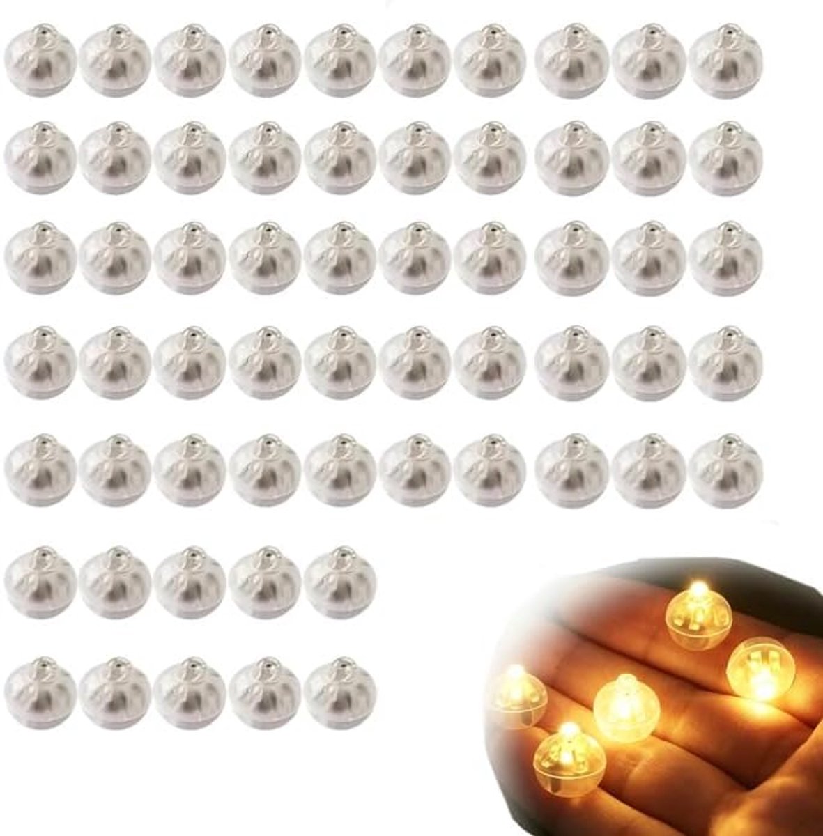 60 stuks ballonlampen, mini-ledverlichting, ronde ledlampen voor papieren lantaarn, lichtgevende ballonnen, warm wit, led-ballonverlichting voor verjaardag, bruiloft, Halloween, Kerstmis