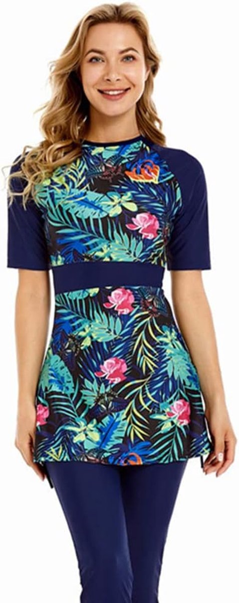Traje de baño de Manga Corta Traje de baño Modesto para Mujer Traje de baño Modesto Traje de Surf Ropa de Playa Burkini
