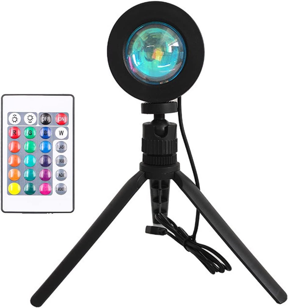 LED-projector USB-zonsonderganglamp Ondersteuning App Afstandsbediening 360 ° draaibaar 16 modi met statief