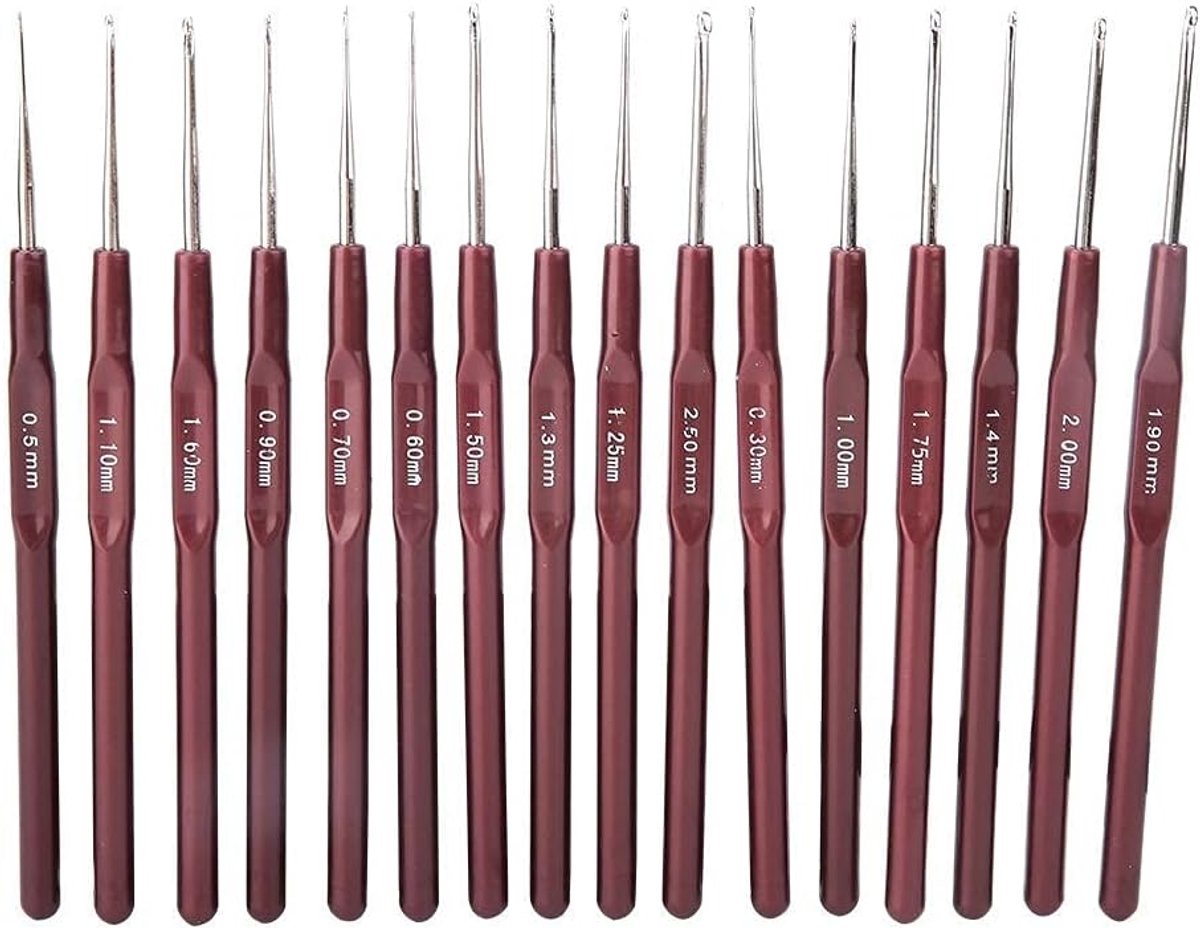 Haaknaalden Set met Plastic Handvatten, 0.5mm-2.5mm, DIY Haakgereedschap voor Beginners en Professionals