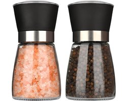 hotder Zout- en pepermolen, kruidenmolen met instelbaar keramisch maalwerk, pepermolenset van glas, ook als chilimolen voor verschillende specerijen