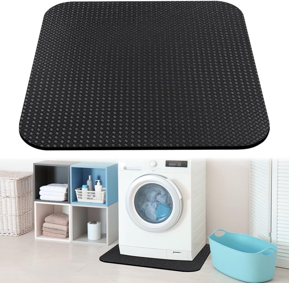 dubbelzijdig antislip antislipmat voor wasmachine, 60 x 60 x 0,5 cm, op maat te snijden, geluidsisolatie en trillingsdemping voor wasmachine, droger, fitnessapparaten, 3D-printer