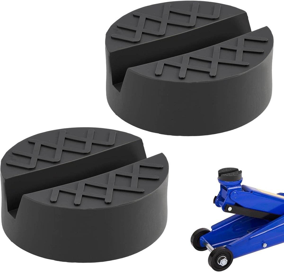 2 STUKS Rubberen pad voor autokrik, Robuuste rubberen oplaag voor autokrik en garagekrik, Oplaag voor autokrik om de krikvoet te beschermen, Rubberen pad tot 3 ton