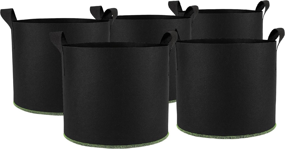 - 5 x 20 l stoffen pot met handvat van vliesstof, 30 x 25 cm (milieuvriendelijk en ademend), plantenzak en bloempot van vlies, kweekpot en stoffen potten voor planten, groenten en tomaten