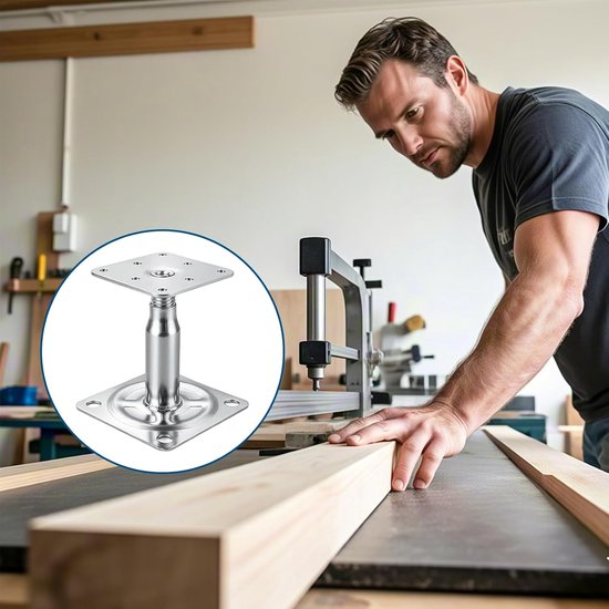 Set van 4 Verstelbare Poststeunen voor Hekken en Carports, Hoogte 100-150 mm, Inclusief 16 Schroeven en Gegalvaniseerd Staal — afbeelding 3