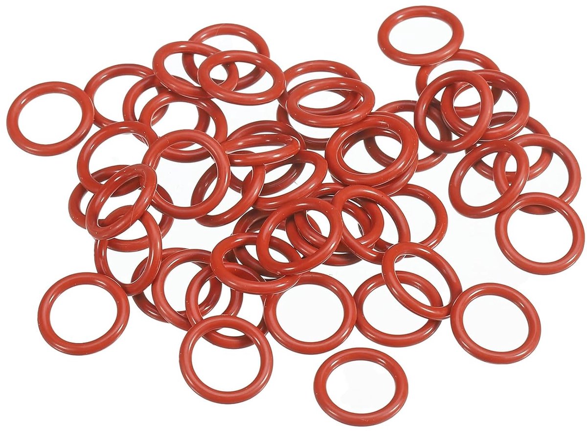 O-ring siliconen 14 mm OD 10 mm ID 2 mm breed, 50 stuks metrische afdichting, Vmq, vervanging voor reparatie van hydraulische compressorventielen, rood