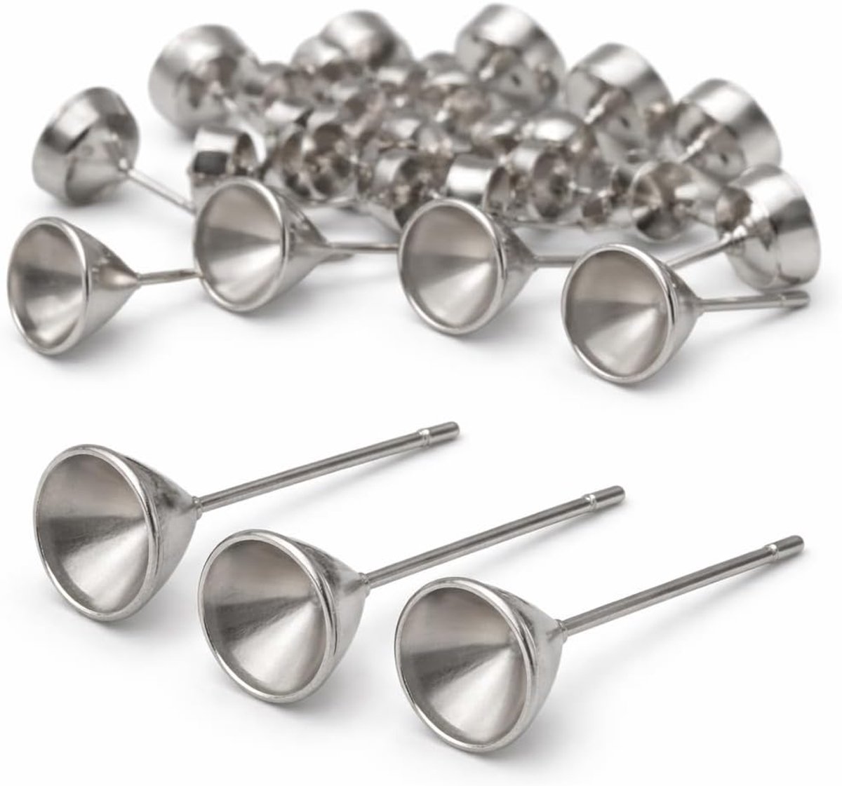 - 30stk roestvrij stalen oorstekers houder voor 8 mm zilverkleurig Xilion Rivoli strasssteentjes cabochons oorstekers onbewerkte M558 x3