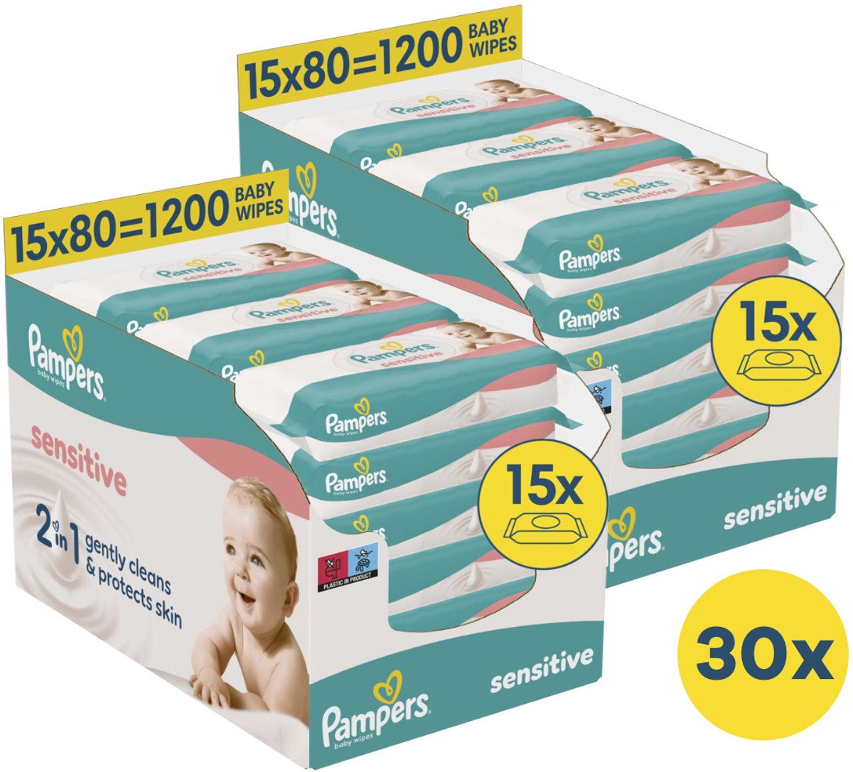 Pampers Sensitive Billendoekjes - 30 Pakken - 2400 babydoekjes