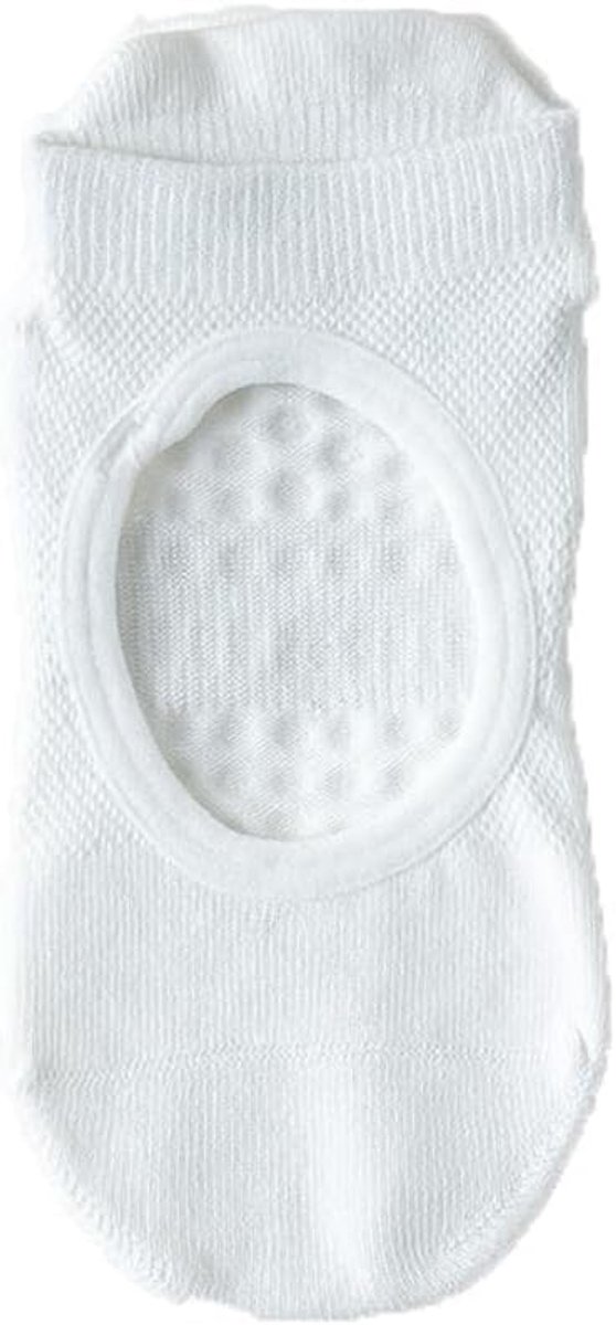 Sokken voor dames, stoppersokken, pilates, antislip sokken, sneakersokken, yogaschoenen voor yoga, pilates, ballet, aerobics en fitnesstraining voor iedereen, dun - wit