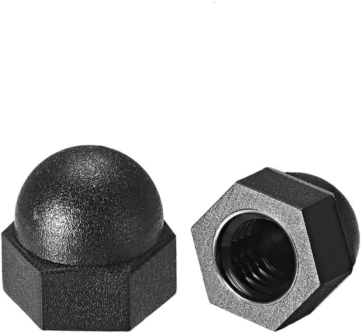 sourcing map 10 stuks M5 hoedmoer, hex eikel koepelkop moeren voor schroeven bouten nylon zwart