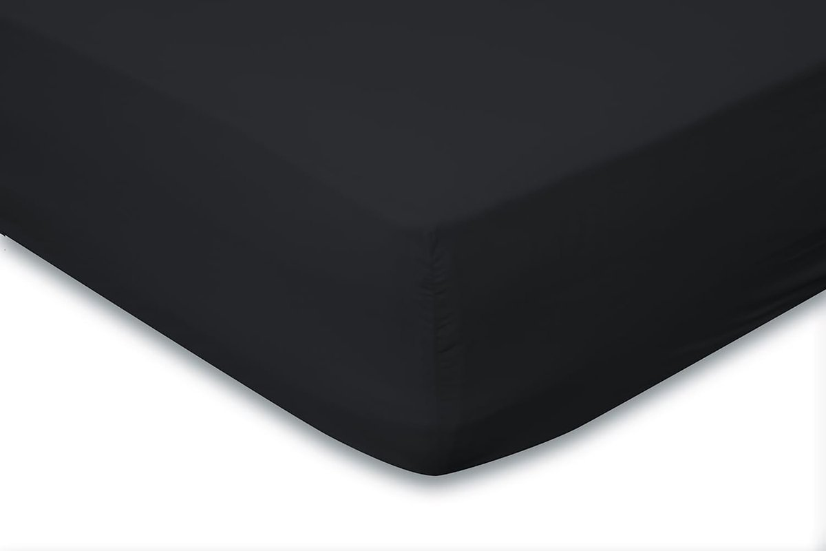 Hoeslaken Jersey Katoen Stretch 35cm Hoge Hoek - zwart 180x210/220cm - 200x200cm