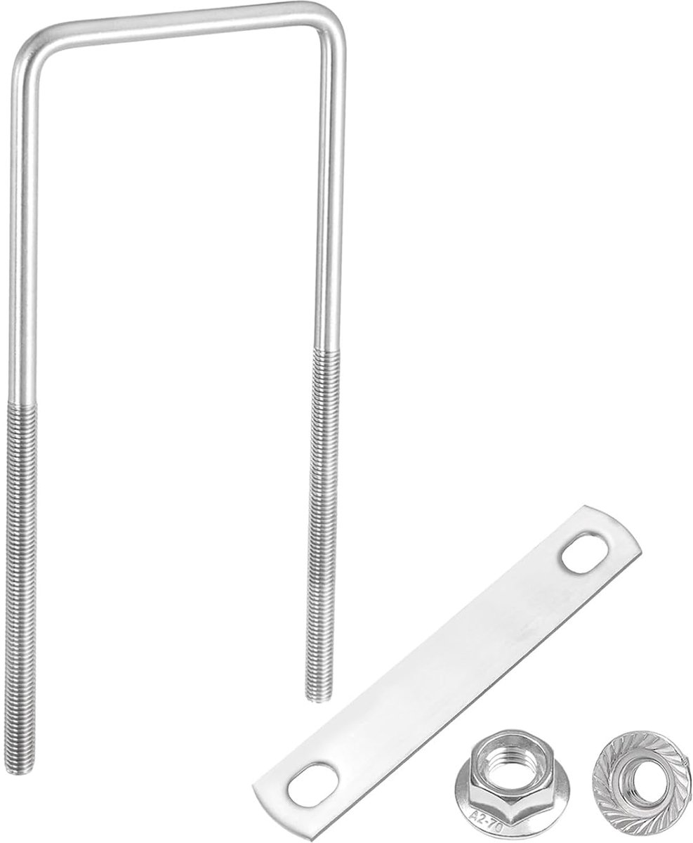 Breedte M8 3-1/8 inch, lengte 7-7/8 inch U-bouten van roestvrij staal 304 met moeren, steunplaten, voertuigen (80 mm L x 200 mm L)