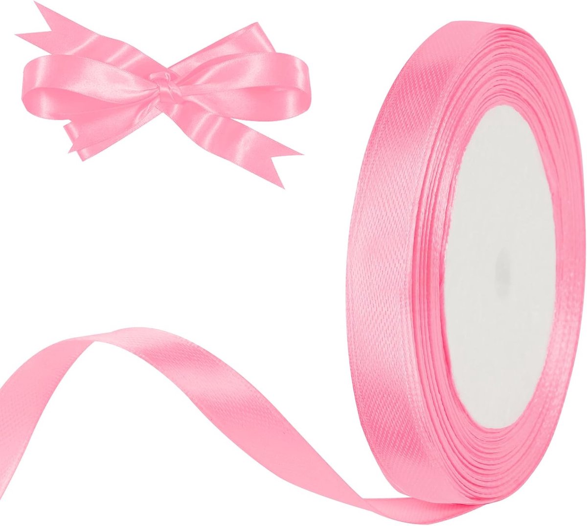 Linten, 10mm roze Satijnen Lint, Decoratie Zijden Linten, Kerstlint, Cadeaulint, Autolint voor Kerstmis, bruiloft, feest, geschenkverpakking en ambachten, huis decoratie