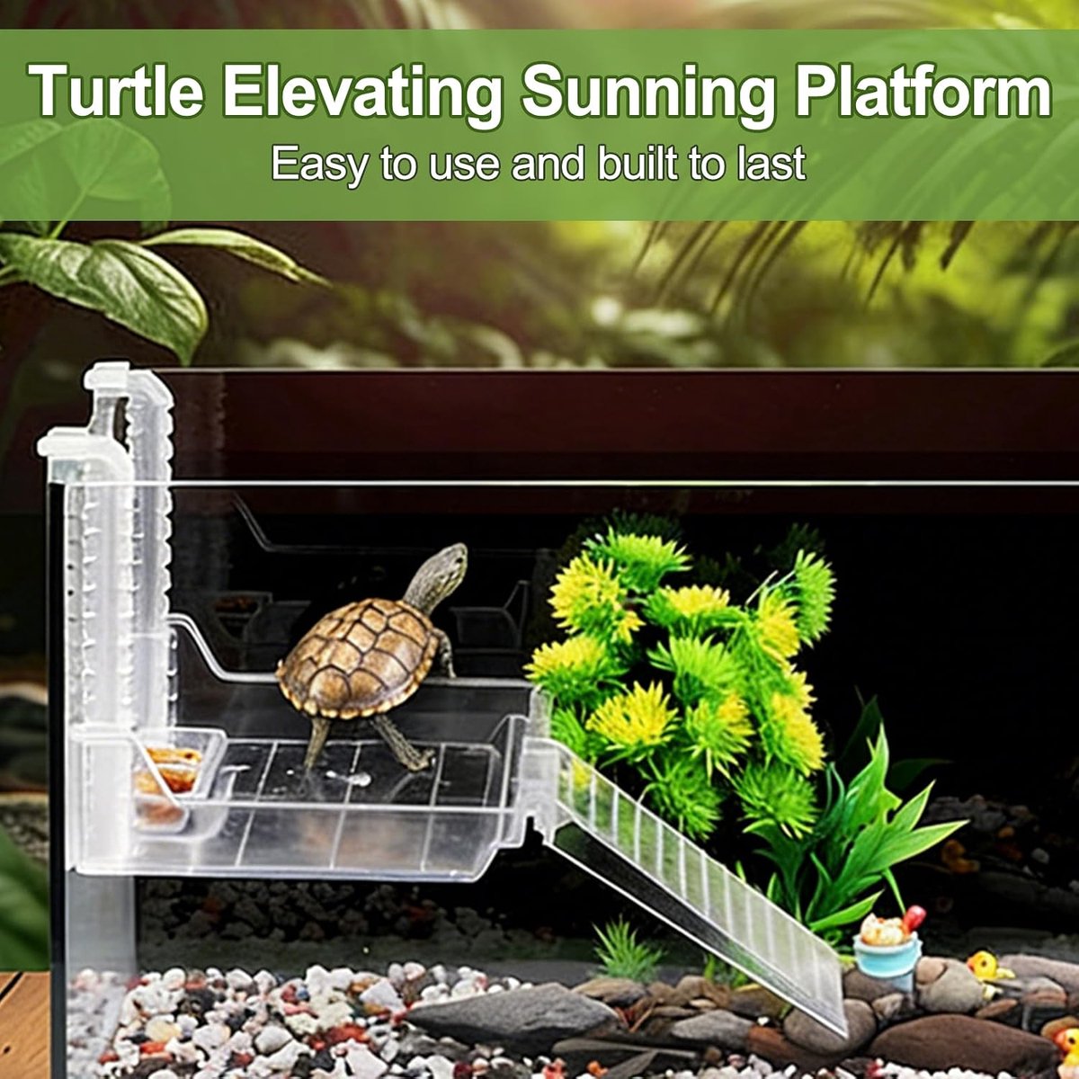 platform - schildpadden hangend platform - aquarium accessoires, geschikt voor kleine schildpadden, kleine reptielen, waterdieren, verstelbaar (maat: L)
