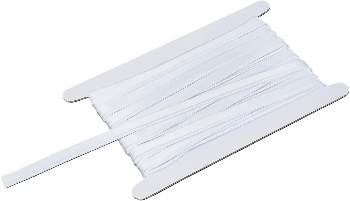 10 meter satijnen lint maxi piping, boord 1,5 cm met versterkingskoord, wit satijnen lint voor zomen, naaien, kussens, kussenslopen en decoraties
