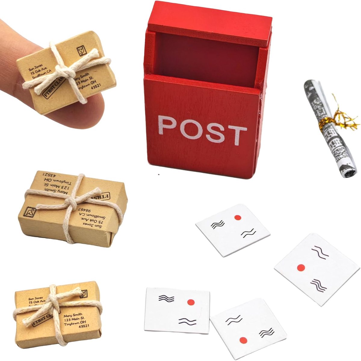 miniatuurdecoratie, kabouteraccessoires, kerstdecoratie, kabouter, brievenbus/krant/enveloppen, 9 stuks mini-poppenhuis accessoires 1:12 miniatuur kerstkabouters deur
