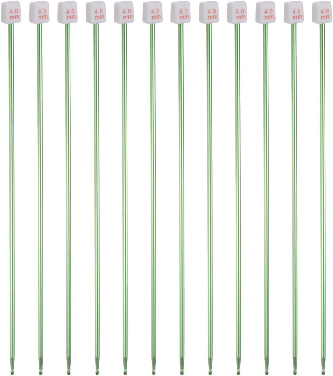 Haaknaalden, 12 stuks, 4 mm (G), aluminium breinaalden, 27 cm lang, haaknaalden voor haakliefhebbers en beginners, groen