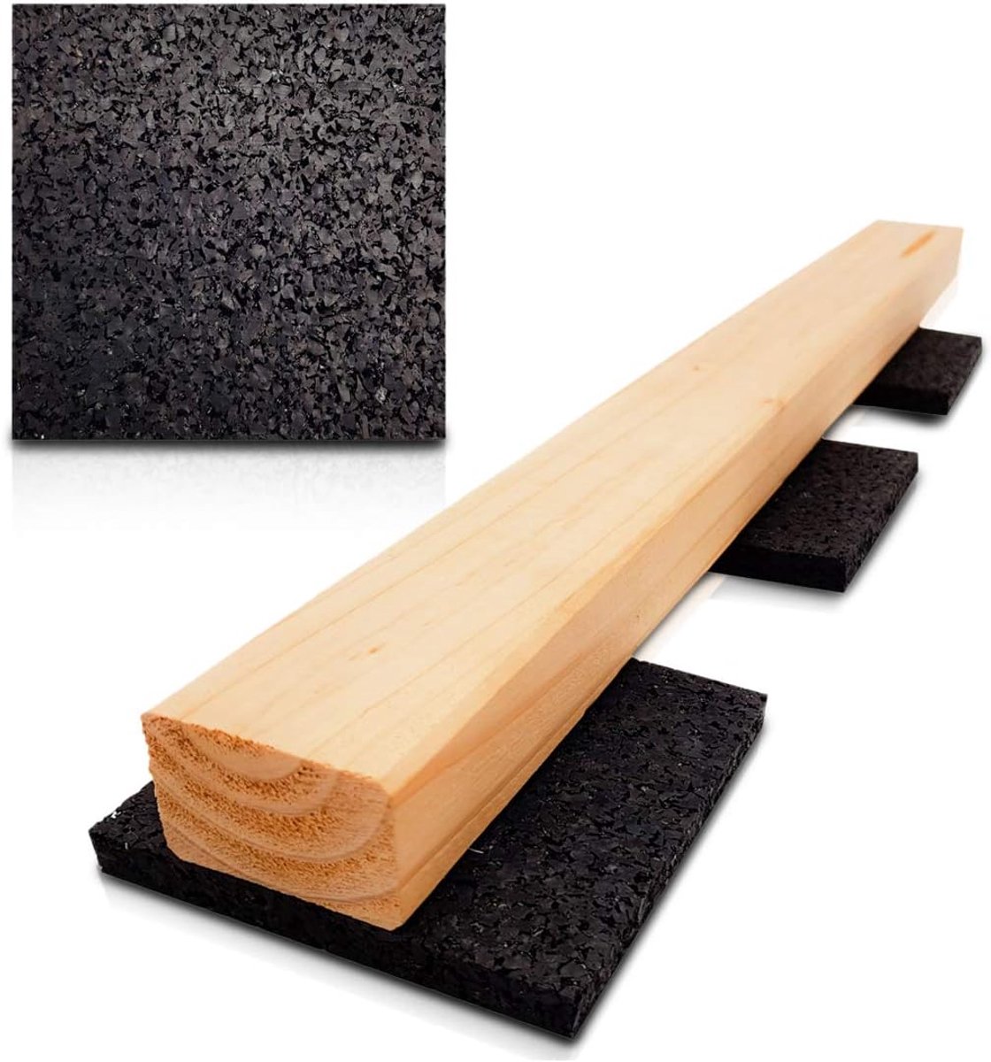 Plast Terraspads – waterbestendige rubberen matten voor terrashout, belastbare bouwbeschermingsmat, 90 x 90 x 10 mm, 50 stuks