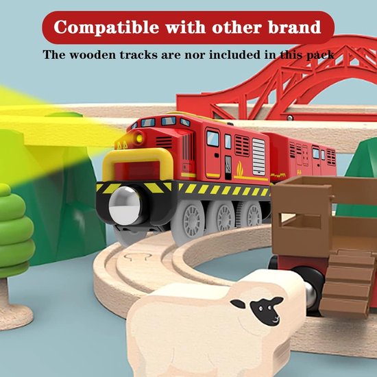 Rail Elektrische trein voor kinderen, passagiers, locomotief op batterijen, motorbalset, compatibel met Thomas Brio, educatief speelgoed, rood — afbeelding 5