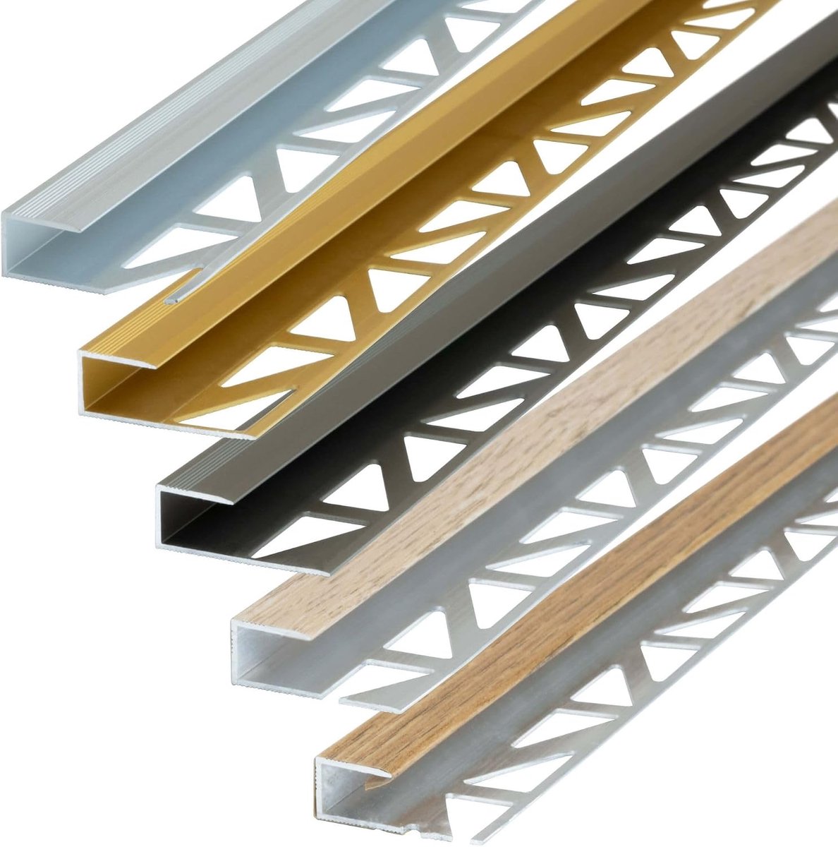 overgangsprofiel eindprofiel 100cm voor 8 mm dekdikte, voor betegeling in, van aluminium, goud | Tegelprofiel en afsluitstrip, voor 8 mm vloerbedekking, voor het betegelen aan overgangen tussen vloerbedekkingen