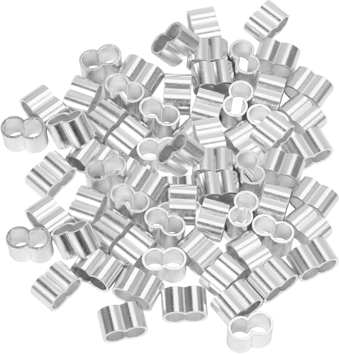 120 stuks aluminium kabelklemmen 3mm, met pershulzen voor kabels en rubberen touwklemmen, voor dubbele aluminium hulzen, sluitingen en klemmen, voor reizen, reparatie, renovatie (3mm*120)