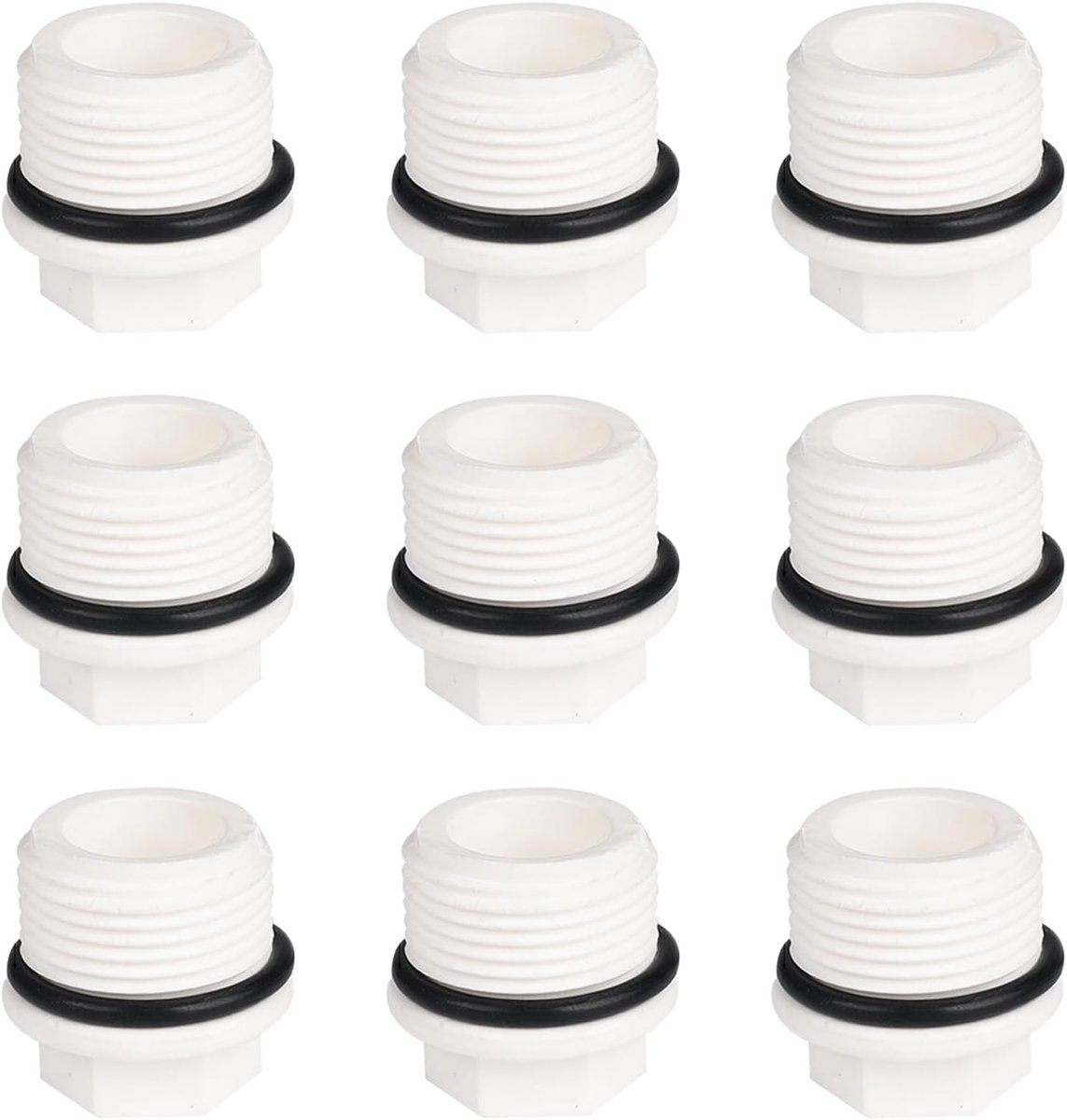 buitendraad 9 stuks blindstoppen 3/4 inch met afdichting blinde stop buitendraad kunststof schroefdraadkap afdichting uitloopbeveiliging waterleiding afsluitdop met sluitring