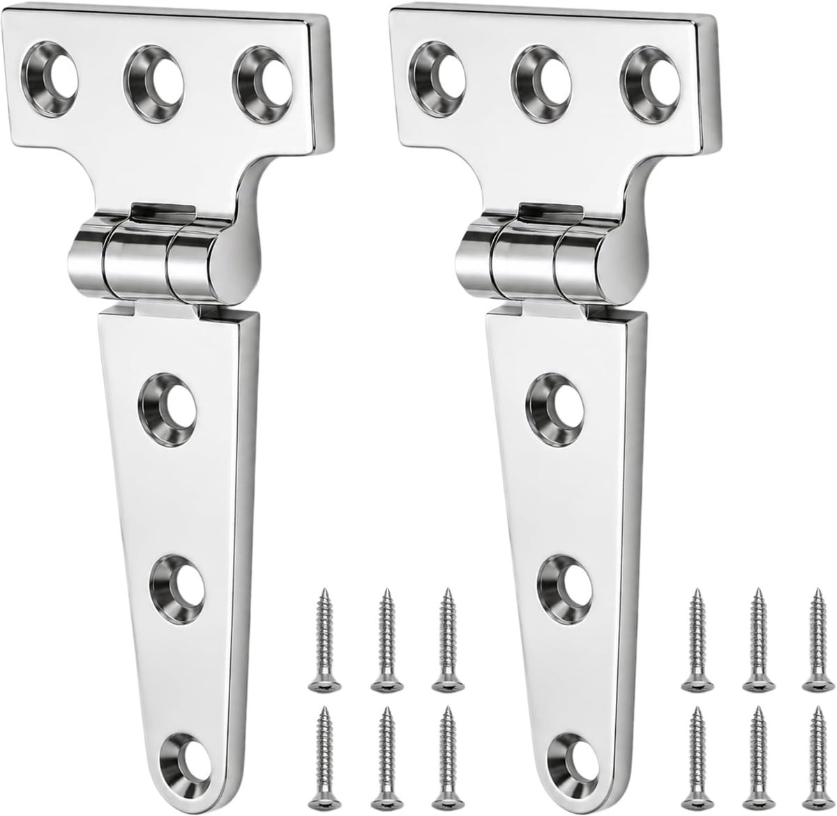 Scharnieren van roestvrij staal, 100 x 54 mm, scharnieren voor zware belasting met schroeven, 316 high-performance deurscharnieren, verdikt T-type scharnier voor boten, jachten, kasten