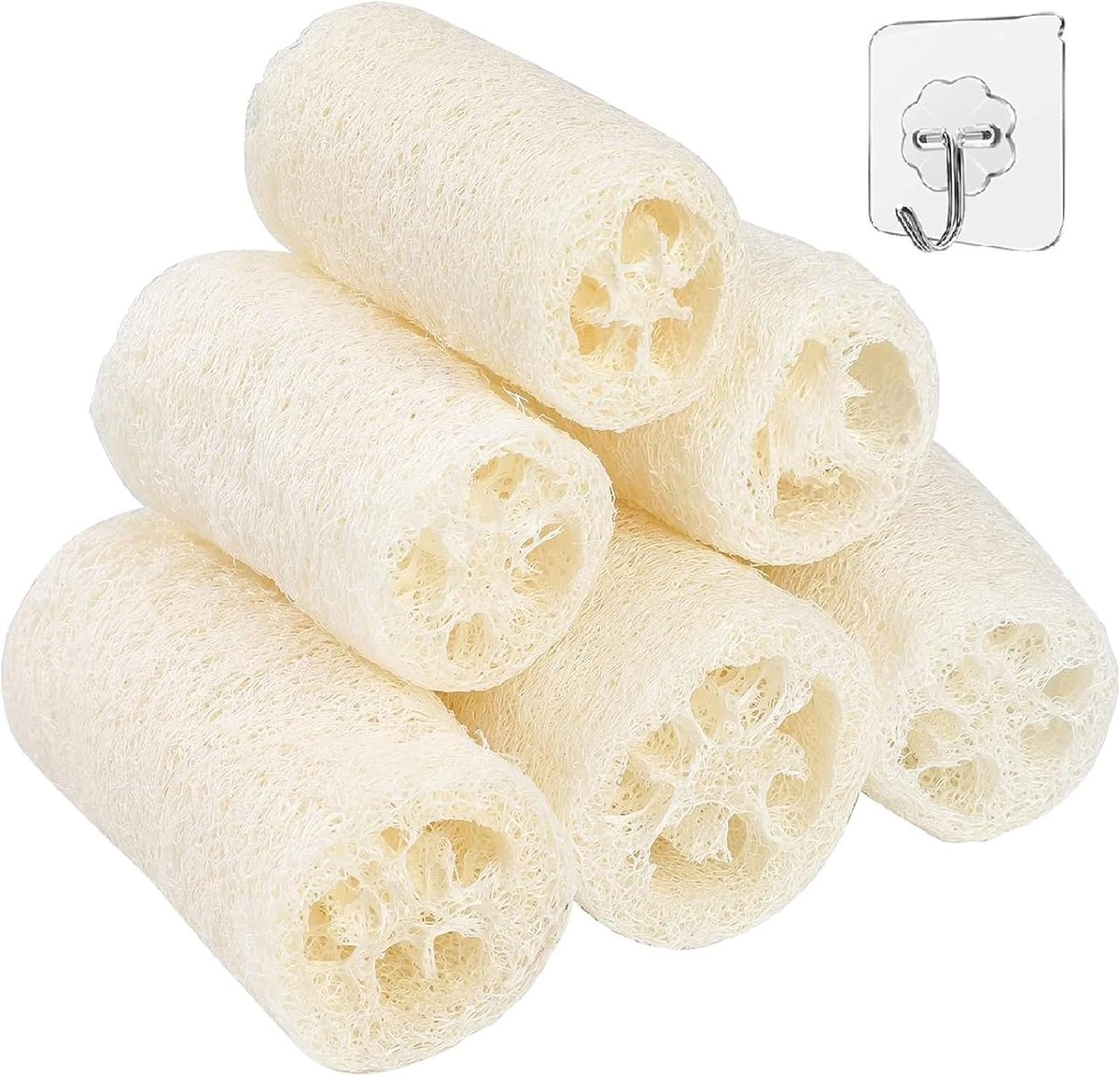 Luffa-spons, natuurlijke vezel scrubber voor huidverzorging, 6 stuks, 10 cm