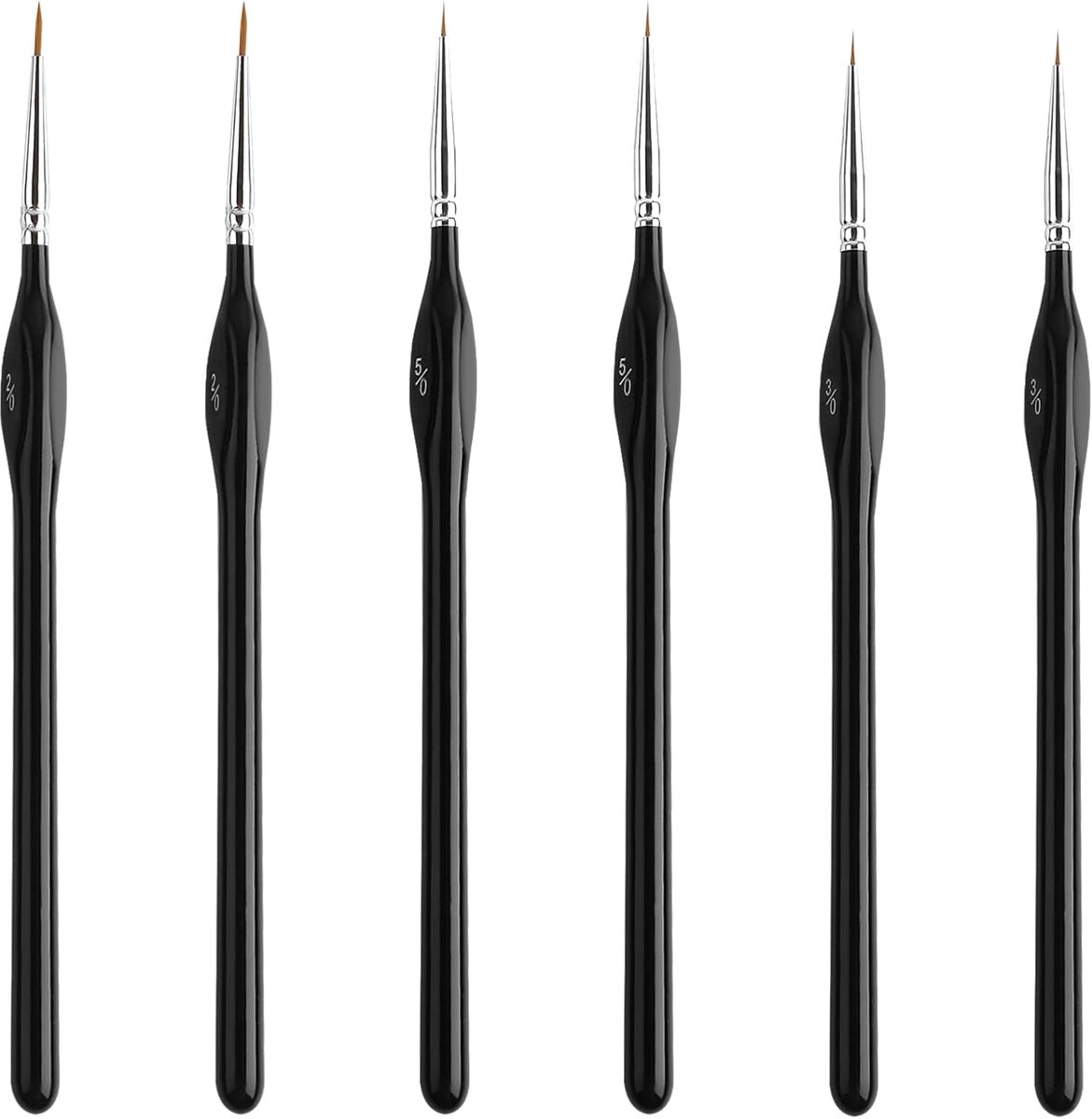6 stuks Fine Detail Brushes, Thin Paint Brushes for Detail Fine Detail Brushes for Painting voor Acrylverf Miniatuurambachten Olieverfschilderij Aquarel (Zwart, 3 Specificatie)