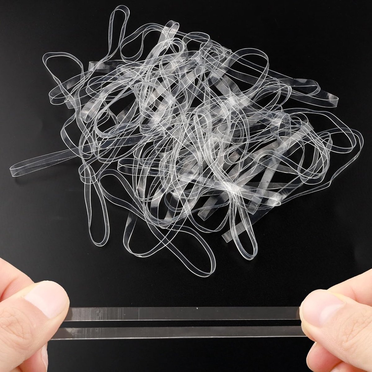 50 stuks transparante elastiekjes – Grote 20 cm lange siliconen voor prullenbakken, duurzame, transparante, scheurvaste TPU-elastieken voor prullenbakken in kantoor, keuken, thuis en school