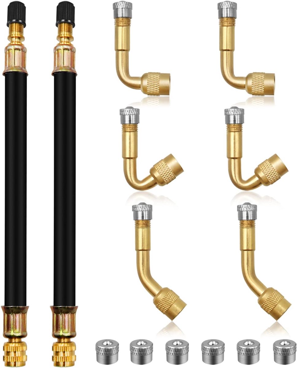 Ventielverlengingsadapter, 45 90 135 Graden Ventielverlenging, 2 Stuks 180mm Flexibele Rubberen Ventielverlengingen, Ventielverlengstukken voor Auto, Motorfiets, Fiets, Scooter