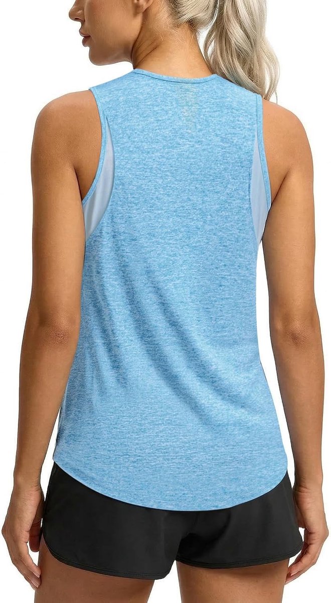 Vrouwen Mouwloos Ronde Hals Lichtgewicht Rekbaar Mesh Ademend Sportkleding UPF 50+ Running Workout Vest Uv-bescherming Gymwear Activewear voor Yoga Gym Training