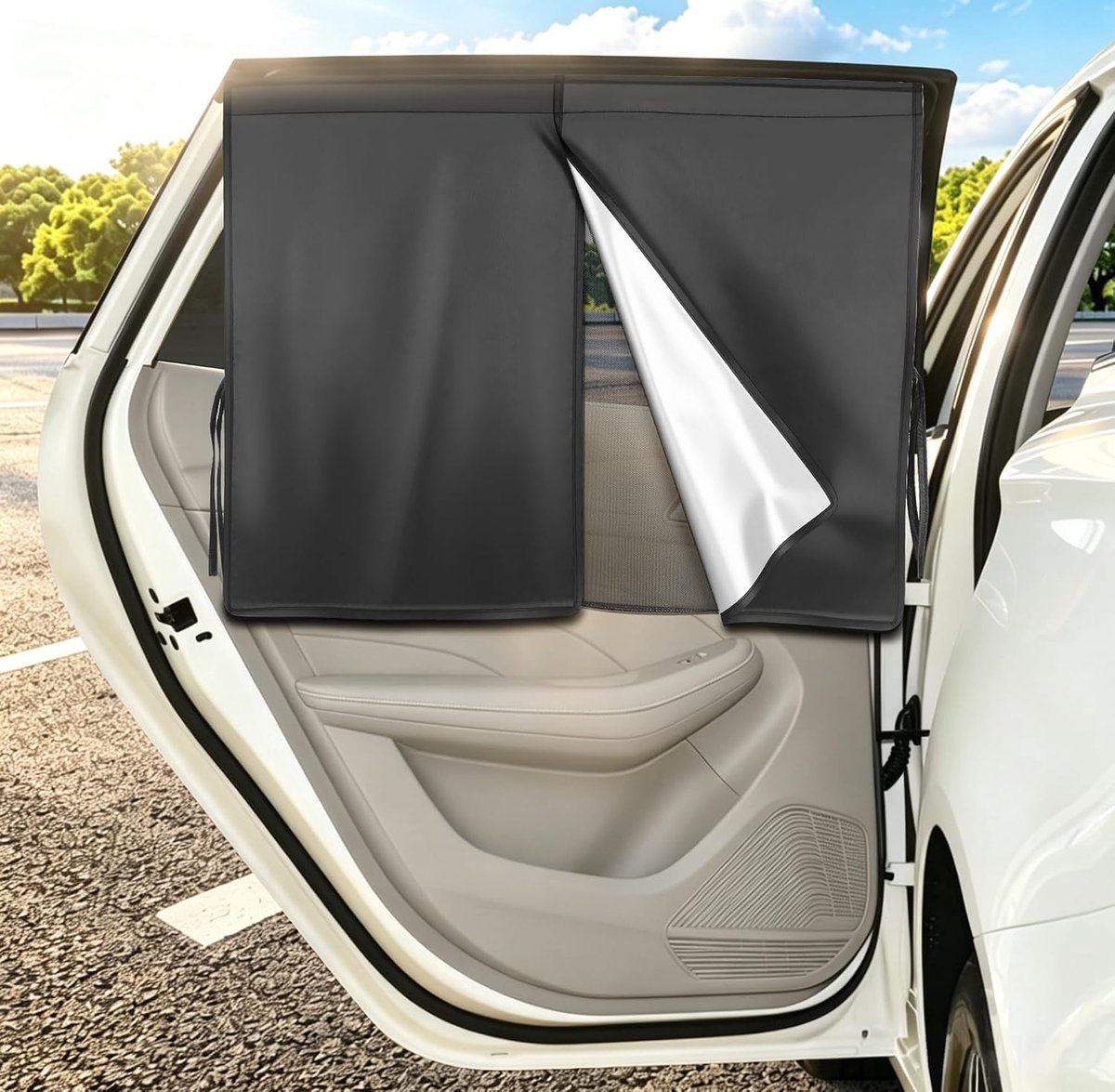 Zijruit met sterke magneten automotive dubbellaags auto achterruiten zonneschermen voor baby universele zonwering voor kind en huisdier zwart