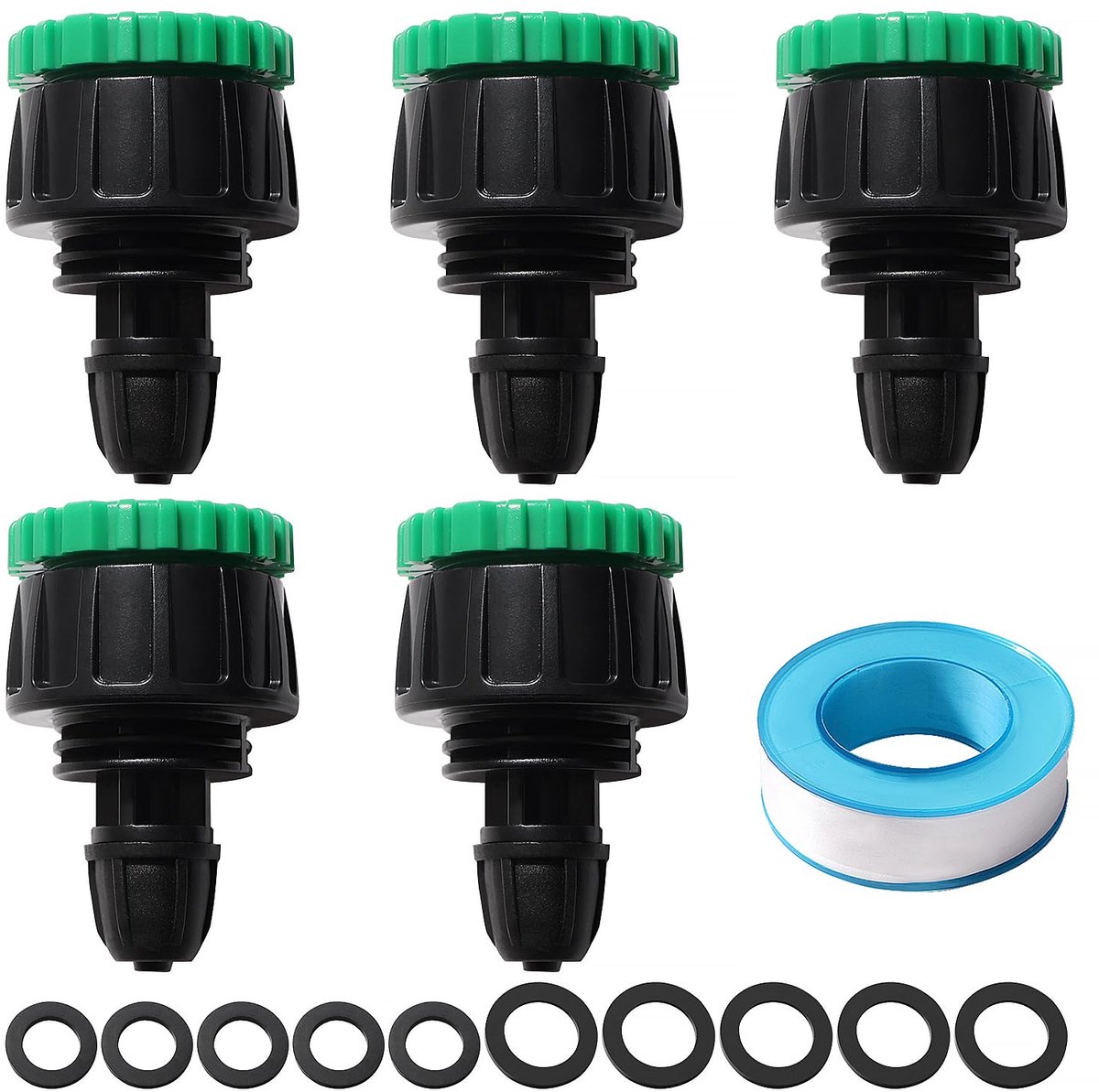 5 Stuks G1/2 G3/4 tot 4/7 mm Druppelirrigatieslangconnector, Micro Irrigatie Adapter met Slotgesp, landbouwirrigatiefittingen, voor Gazons, Tuinen, Boerderijen