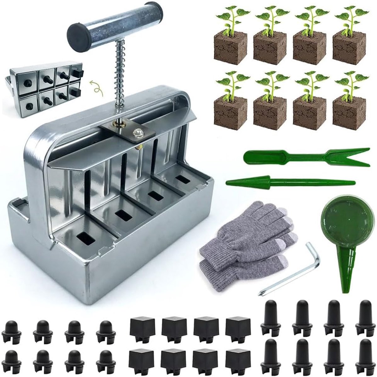 vloerblokkering, 8 vierkanten, handheld vloerblokkering, handheld quad, vloerblokkeermachine met zaadhulp, microvloerblokkeerset, grondblokkeergereedschap voor zaad
