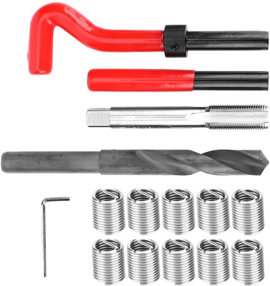 15-delige schroefdraadreparatieset, gedraaide boorsleutel van roestvrij staal, schroefdraadinzet voor auto's, M14 x 1,25, hoge, slijtvaste, duurzame schroefdraadreparatieoplossing voor auto's — afbeelding 4