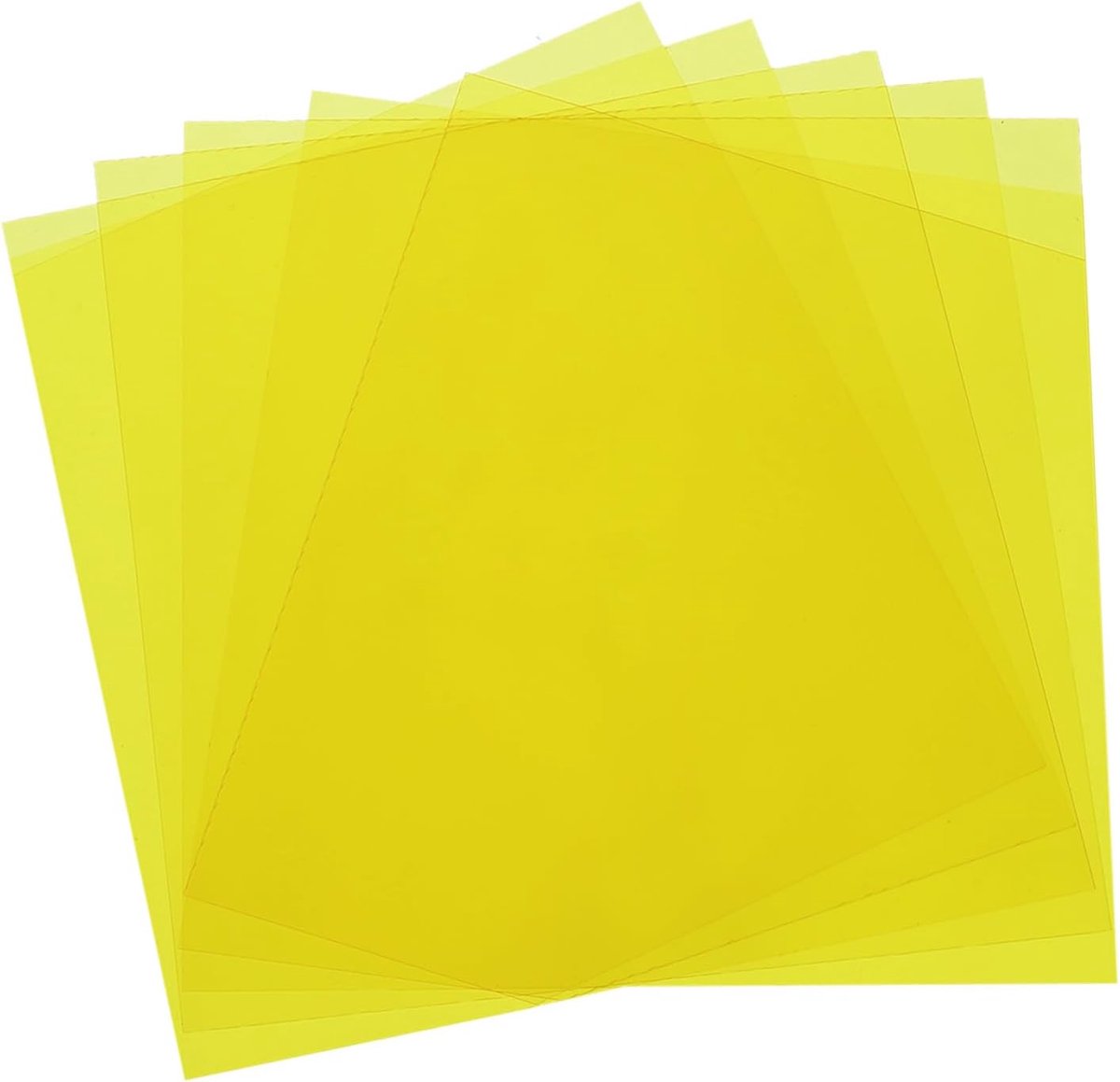 5 stuks gekleurde kunststof bladen, transparante folie amber gel voor correctie van de kleur filterlicht waterdicht 9,9 x 9,9 cm folie voor doe-het-zelf handwerk, ledverlichting (geel)