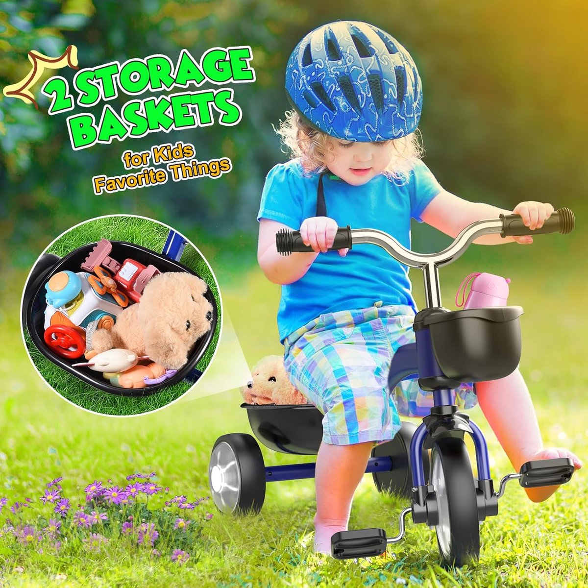 Driewieler Voor Kinderen Van 2, 3, 4 En 5 Jaar, Kinderfiets Met Verstelbaar Zadel, Meegroeiende Driewieler Voor Jongens En Meisjes Van 1 Tot 4 Jaar, Draagvermogen 35 Kg, Zwart