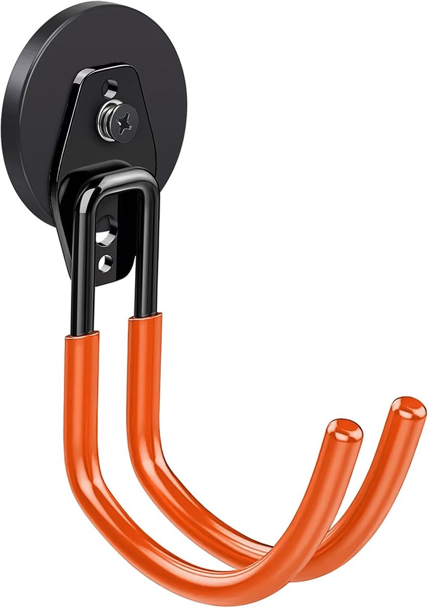 Haken, wandhaak voor garage, geen boren nodig, met 70 mm rubberen magneten, zware belasting, dubbele haak voor ladders, stoel, slang, fietsen, elektrisch gereedschap