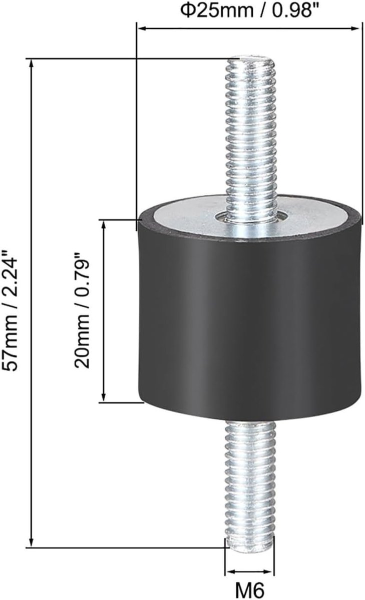 Schokdempers met dubbele draad, rubberen houder, anti-vibratie-silentblok voor boot, auto, 25 x 20 spoel