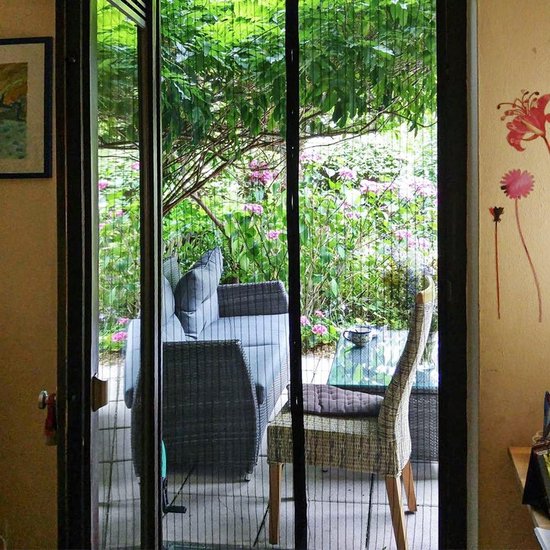 Mosquito Net, Window Door Curtain, Magnetic Closure - Magnetic Fly Screen for Balcony Door Patio Insect Protection Ultra Thin Mesh No Drilling with Adhesive Tape, zwart, 250*90cm — afbeelding 4
