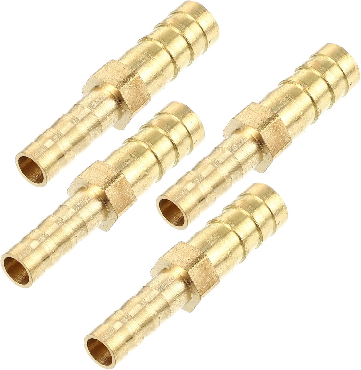 4 stuks 8 mm - 6 mm, recht, met barvorm, messing, slangaansluiting | 8 mm - 6 mm buitendiameter, 40 x 10 mm, voor motorfietsen, auto's, vrachtwagens, gevormde weerhaken