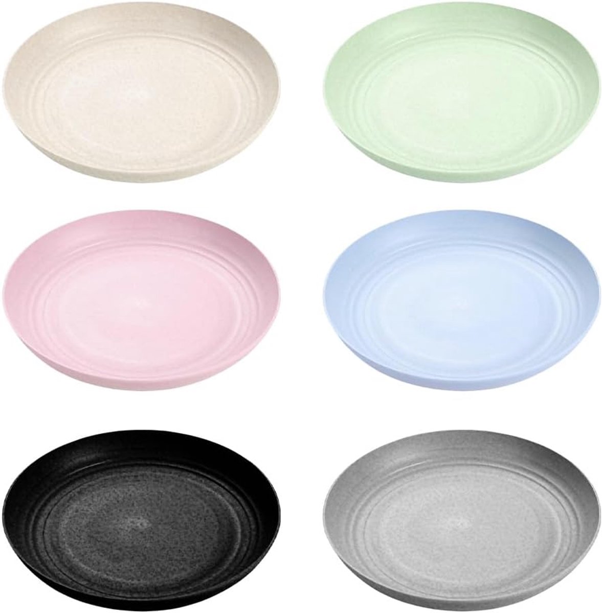 Lichte kunststof borden, 23 cm, set van 6, onbreekbare platte borden, BPA-vrij, vaatwasser- en magnetronbestendig, kleurrijke plastic borden voor diner, picknick, feest, camping