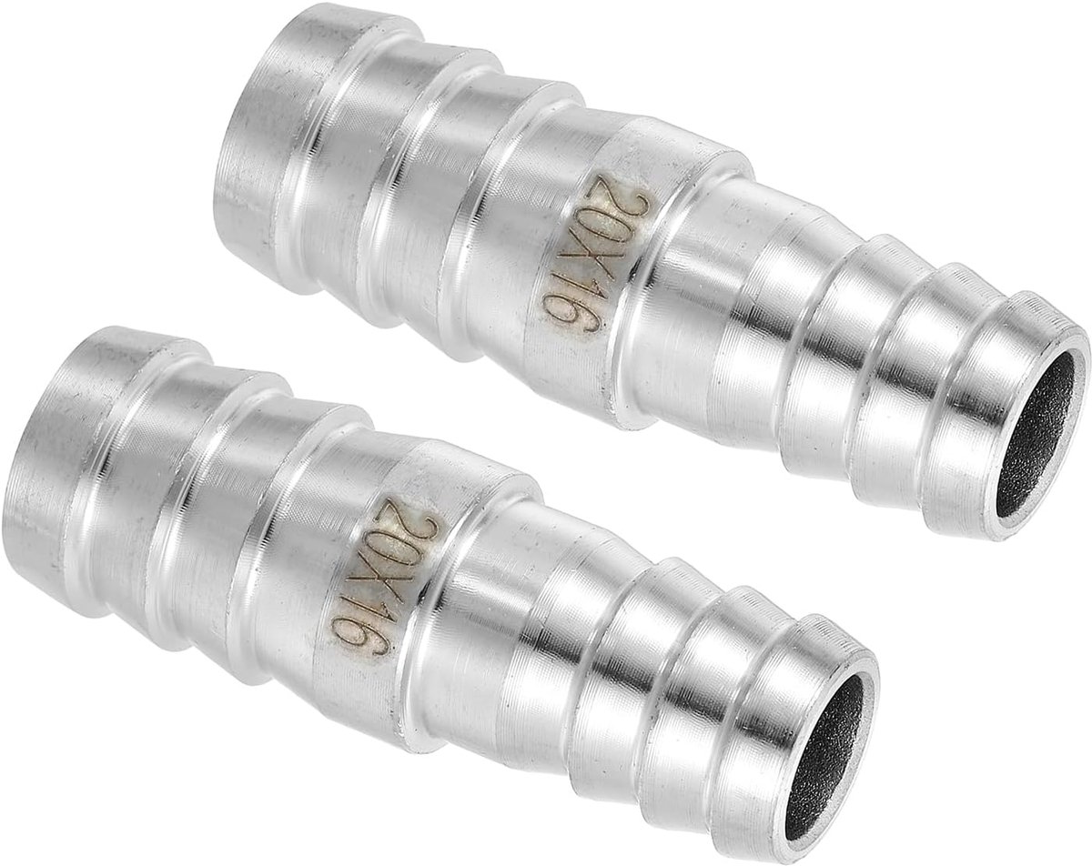 2 stuks 13/16" tot 5/8" slangaansluiting verloopstuk buisschroefverbinding, 304 roestvrij stalen buisschroefverbinding voor vacuümsystemen, industriële buisverbindingen, zilver